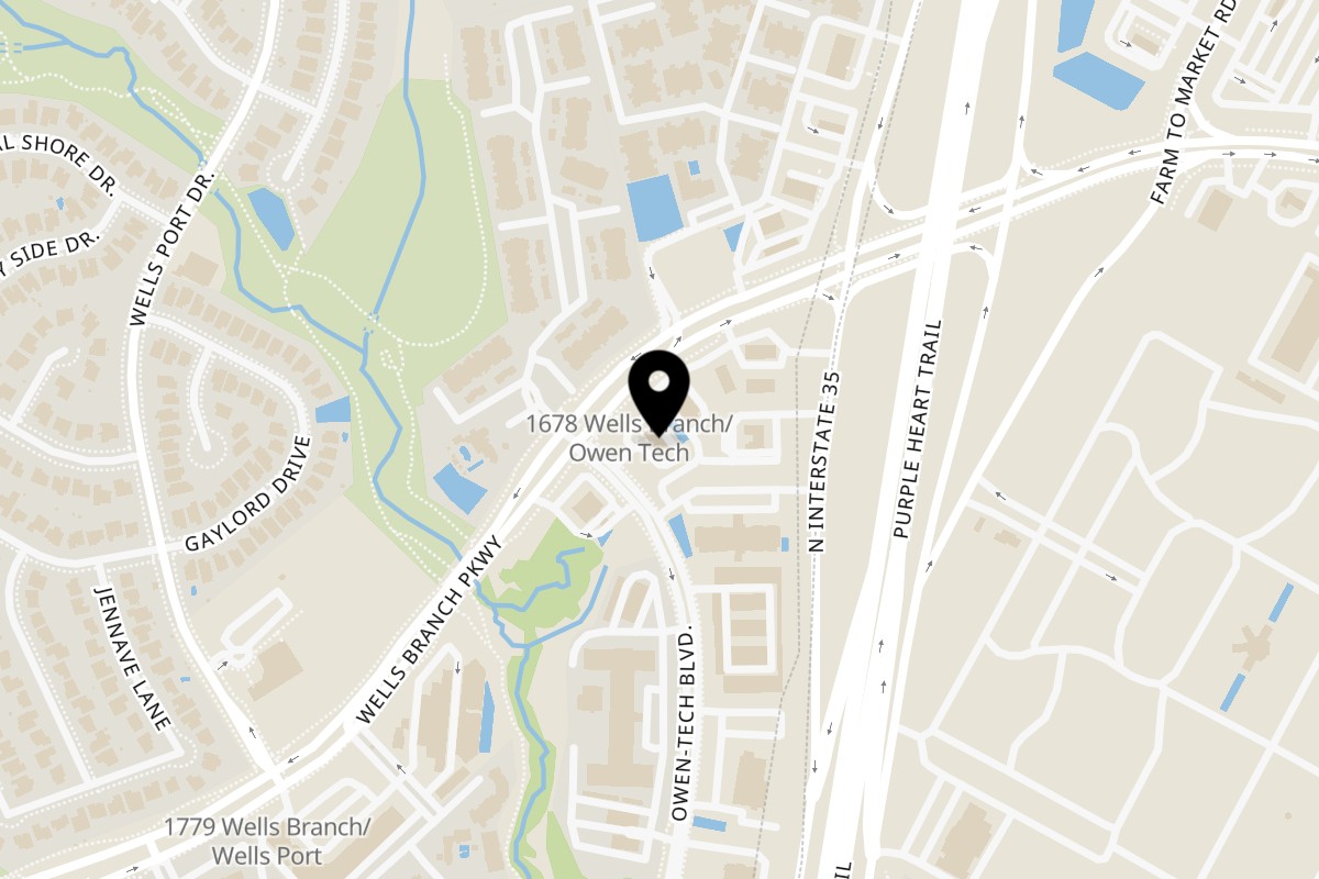 Map showing the location of Inka Chicken! on 1707 Wells Branch Pkwy in Austin